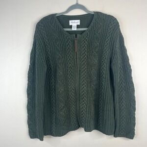 Vintage Chunky Knit Earthy Sweater Women Large Cabin Nature Goblin Thick Zip Up